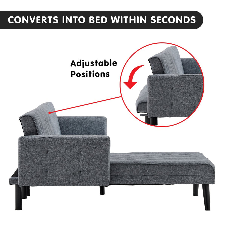 Sarantino 3-Seater Corner Wooden Sofa Bed Lounge Chaise Sofa Grey