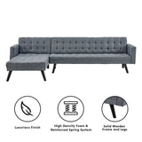 Sarantino 3-Seater Corner Wooden Sofa Bed Lounge Chaise Sofa Grey - Side View