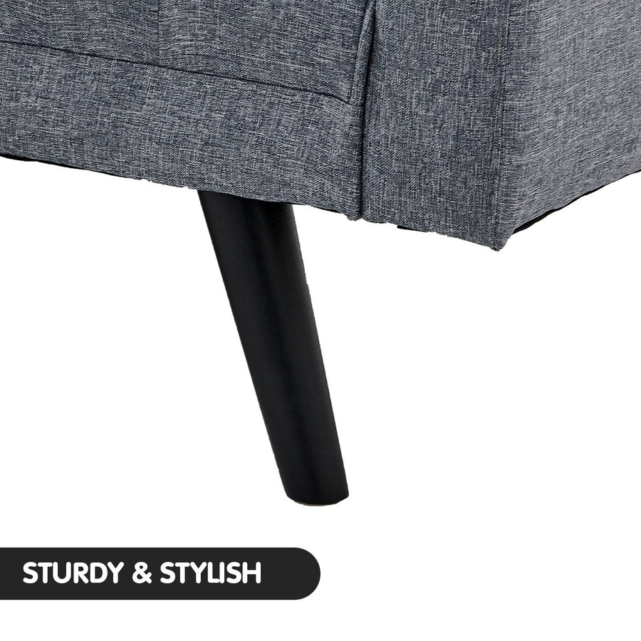 Sarantino 3-Seater Corner Wooden Sofa Bed Lounge Chaise Sofa Grey