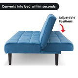 Sarantino Faux Suede Fabric Sofa Bed Furniture Lounge Seat Blue - Top-Down View