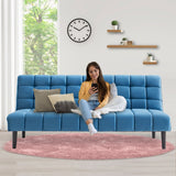 Sarantino Faux Suede Fabric Sofa Bed Furniture Lounge Seat Blue - Front View