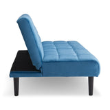 Sarantino Faux Suede Fabric Sofa Bed Furniture Lounge Seat Blue - Close-Up Angle