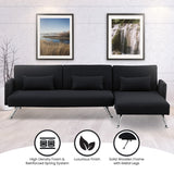 Mia 3-Seater Sofa Bed with Chaise & 3 Pillows by Sarantino - Black - Extra Image