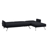 Mia 3-Seater Sofa Bed with Chaise & 3 Pillows by Sarantino - Black - Front View