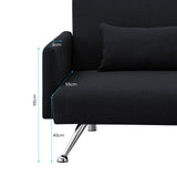 Mia 3-Seater Sofa Bed with Chaise & 3 Pillows by Sarantino - Black - Rear View