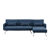 Mia 3-Seater Sofa Bed with Chaise & 3 Pillows by Sarantino - Blue