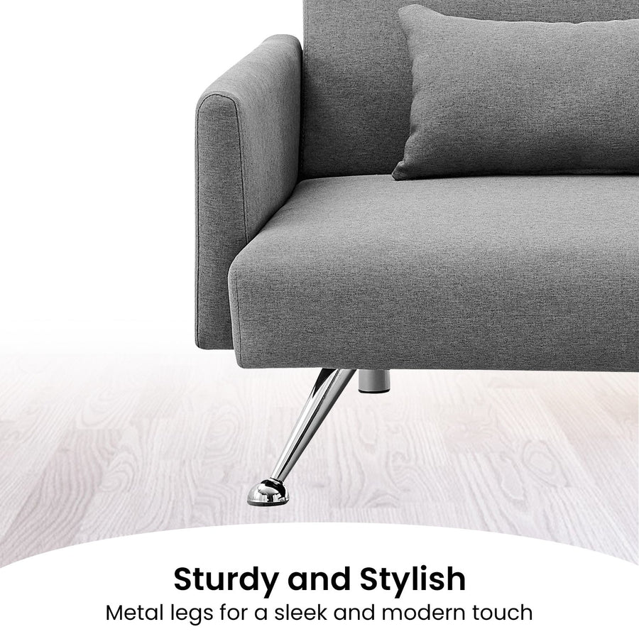 Mia 3-Seater Corner Sofa Bed Chaise and Pillows by Sarantino Dark Grey