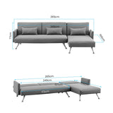Mia 3-Seater Corner Sofa Bed Chaise and Pillows by Sarantino Dark Grey - Top-Down View