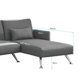Mia 3-Seater Corner Sofa Bed Chaise and Pillows by Sarantino Dark Grey - Close-Up Angle
