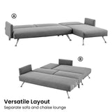 Mia 3-Seater Corner Sofa Bed Chaise and Pillows by Sarantino Dark Grey - Low Angle