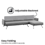 Mia 3-Seater Corner Sofa Bed Chaise and Pillows by Sarantino Dark Grey - Extra Image