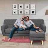 Linen Corner Sofa Couch Lounge L-shaped with Chaise - Dark Grey - Low Angle
