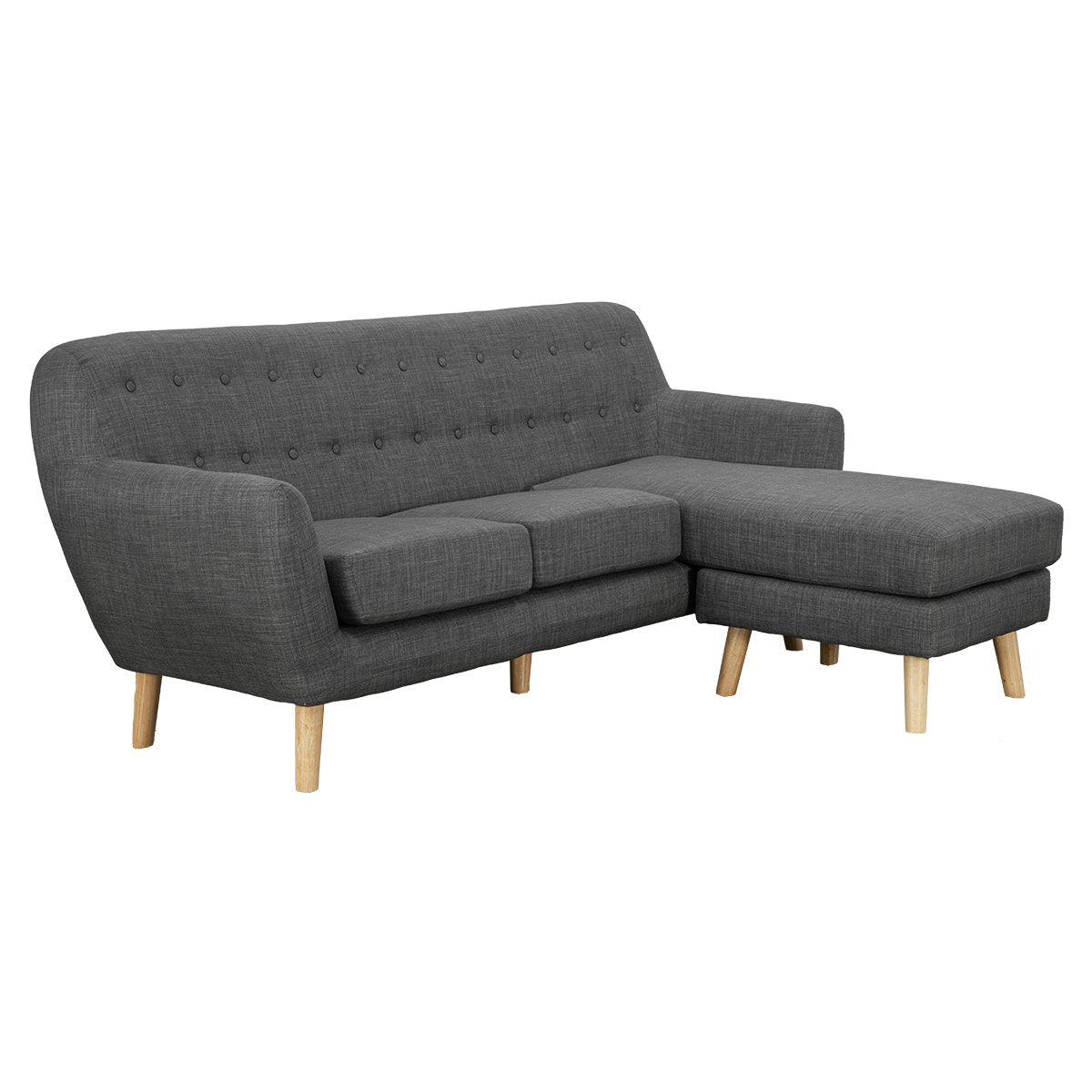 Linen Corner Sofa Couch Lounge L-shaped with Chaise - Dark Grey