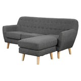 Linen Corner Sofa Couch Lounge L-shaped with Chaise - Dark Grey - Side View