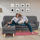 Linen Corner Wooden Sofa Couch Lounge L-shaped with Chaise - Dark Grey - Extra Image