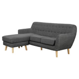 Linen Corner Wooden Sofa Couch Lounge L-shaped with Chaise - Dark Grey - Side View