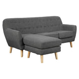 Linen Corner Wooden Sofa Couch Lounge L-shaped with Chaise - Dark Grey - Top-Down View