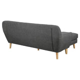 Linen Corner Wooden Sofa Couch Lounge L-shaped with Chaise - Dark Grey - 45-Degree Angle