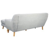 Linen Corner Wooden Sofa Lounge L-shaped with Left Chaise Light Grey - Top-Down View