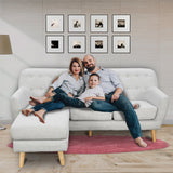 Sarantino Linen Corner Sofa Lounge L-shaped w/ Chaise Light Grey - Extra Image