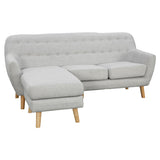 Sarantino Linen Corner Sofa Lounge L-shaped w/ Chaise Light Grey - Side View