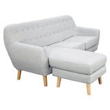 Sarantino Linen Corner Sofa Lounge L-shaped w/ Chaise Light Grey - Extra Image