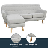 Sarantino Linen Corner Sofa Lounge L-shaped w/ Chaise Light Grey - Close-Up Angle