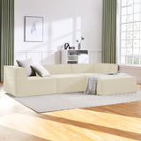 Sarantino Novi 3-Seater Modular Sofa with Ottoman in Cream Non-Slip Bottom Lounge - Extra Image