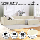 Sarantino Novi 3-Seater Modular Sofa with Ottoman in Cream Non-Slip Bottom Lounge - Extra Image