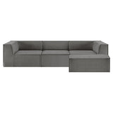 Sarantino Novi 3-Seater Modular Sofa with Ottoman in Grey Non-Slip Bottom Lounge - Extra Image