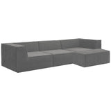 Sarantino Novi 3-Seater Modular Sofa with Ottoman in Grey Non-Slip Bottom Lounge - Extra Image