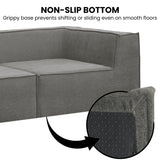 Sarantino Novi 3-Seater Modular Sofa with Ottoman in Grey Non-Slip Bottom Lounge - Extra Image