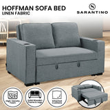 Sarantino Hoffman Linen Sofa Bed with Cushions & Cup Holders Dark Grey - Extra Image