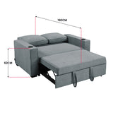Sarantino Hoffman Linen Sofa Bed with Cushions & Cup Holders Dark Grey - Extra Image