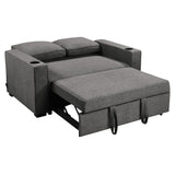 Sarantino Hoffman Linen Sofa Bed with Cushions and Cup Holders - Dark Grey - Rear View