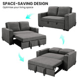Sarantino Hoffman Linen Sofa Bed with Cushions and Cup Holders - Dark Grey - Close-Up Angle