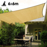 Wallaroo Square Shade Sail 6m x 6m - Sand - Low Angle