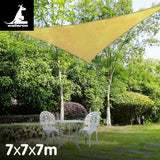 Wallaroo Triangle Shade Sail 7x7x7 - Sand - Low Angle