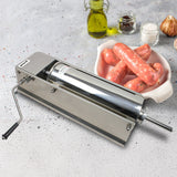 Pronti 5L Sausage Stuffer Stainless Steel with 4 Filling Tubes - Horizontal