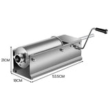 Pronti 5L Sausage Stuffer Stainless Steel with 4 Filling Tubes - Horizontal - Top-Down View