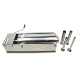 Pronti 5L Sausage Stuffer Stainless Steel with 4 Filling Tubes - Horizontal - 45-Degree Angle