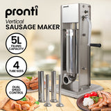 Pronti 5L Stainless Steel Vertical Sausage Stuffer - Side View