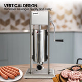 Pronti 5L Stainless Steel Vertical Sausage Stuffer - Close-Up Angle