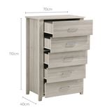5 Chest Of Drawers Tallboy In White Oak - Side View