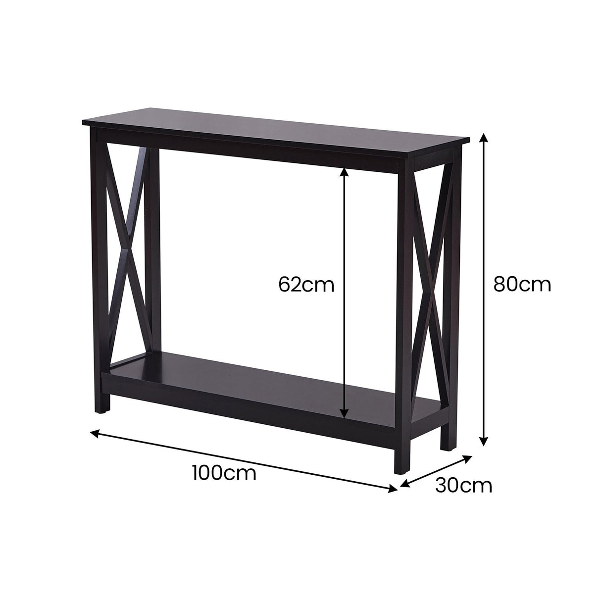 Sarantino Isla X-Frame Console Table - Black