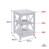 Sarantino Orson 2-Tier Bedside Table - White - Side View