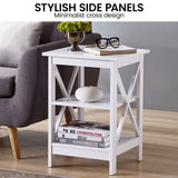 Sarantino Orson 2-Tier Bedside Table - White - Close-Up Angle