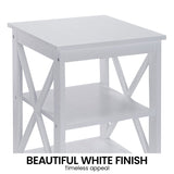 Sarantino Orson 2-Tier Bedside Table - White - Low Angle