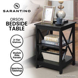 Sarantino Orson 2-Tier Bedside Table - Black - Side View