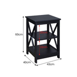 Sarantino Orson 2-Tier Bedside Table - Black